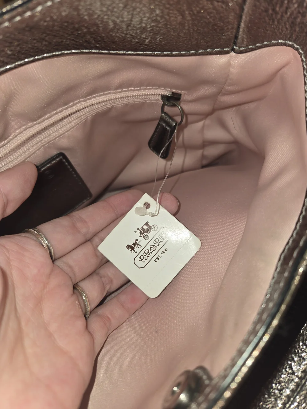 Coach Madison Crackled Metallic Leather Maggie Bag W/Original Tag & Dust Bag